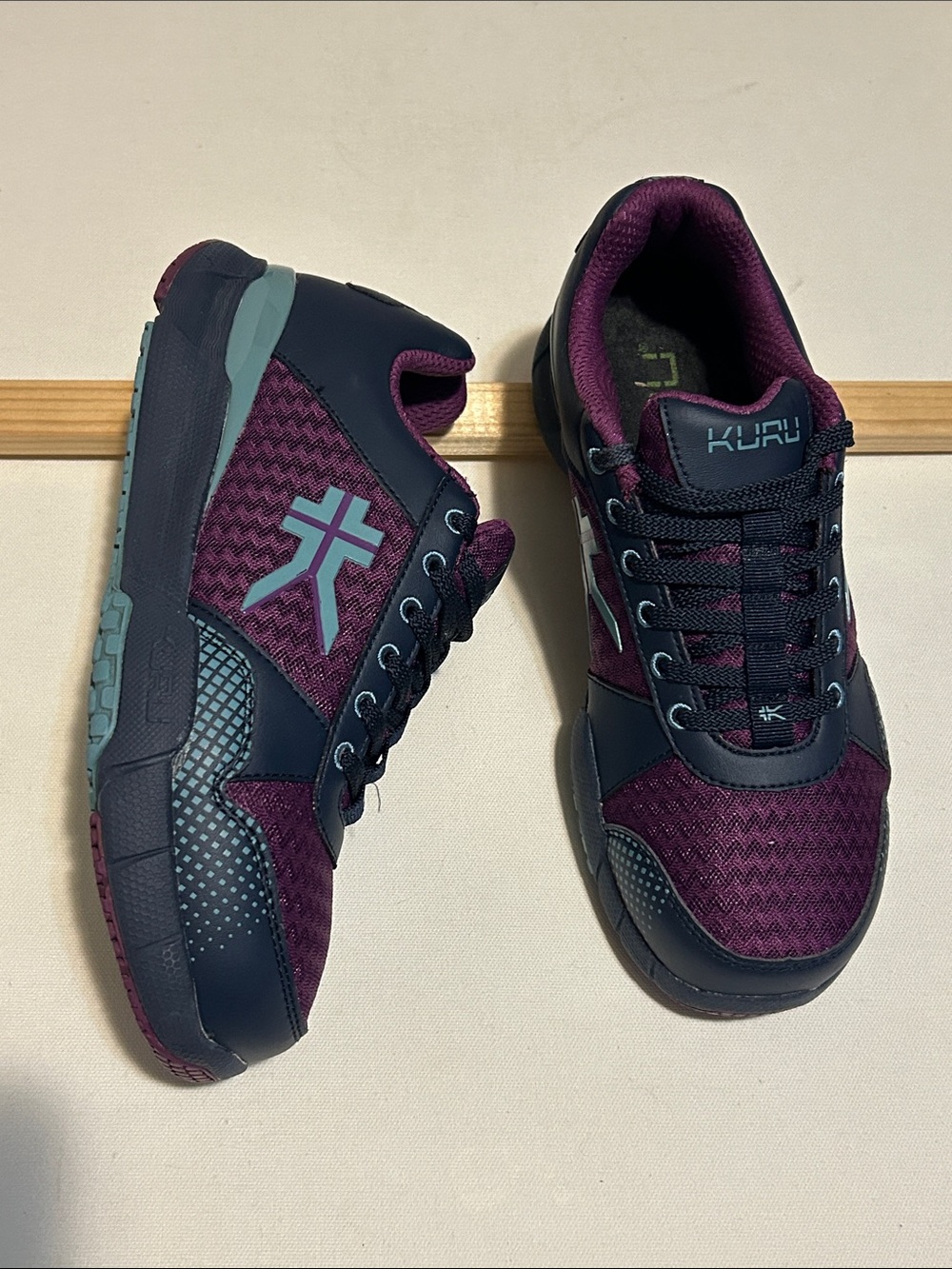 KURU Women's Sneakers in Plum and Navy with Teal Accents